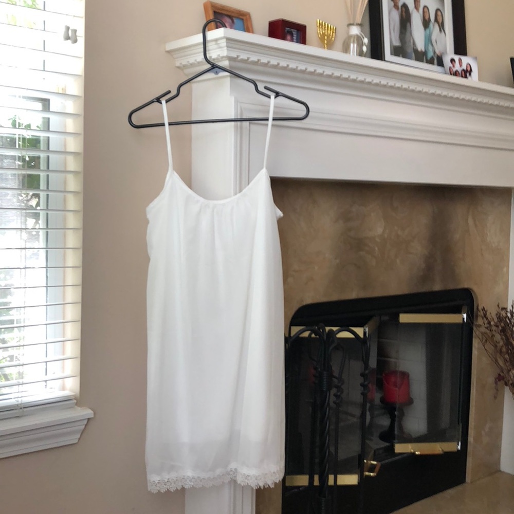 New white lined slip dress.